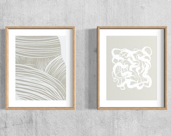 Wabi Sabi Wall Art / Extra Large Wall Art Abstract / Minimalist Art Print Set of 2 / Farmhouse Decor / Abstract Art Print