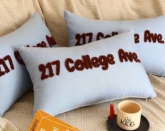 Address Punch Needle Pillow Cover, Wholesale Pillows, Embroidered Set Pillow, New Mom Gift, Birthday Gift Kids, Baby Shower Pillow Gifts