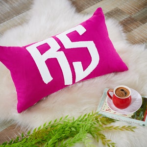 Monogram Custom Punch Needle Pillow, Wedding Gift Pillow, Inital Monogram Embroidery Pillow, Engagement Gift, New Home Gift, Gifts For Her