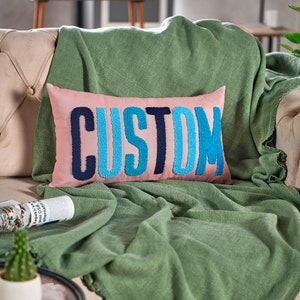 CUSTOM Name Punch Needle Embroidery Pillow Cover, Personalized Baby Name Her Pillowcase, Gifts For Her, Nursery Decor Pillow Gift, Baby Gift
