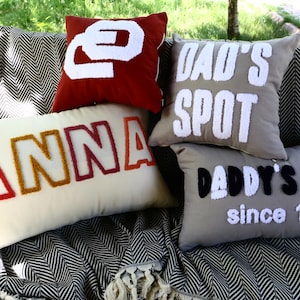 Custom Hand Embroidery Pillow: Personalized Punch Needle Linen Decor
