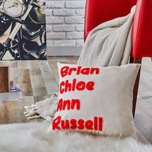 Funda de almohada con bordado de nombres personalizados, almohada con forma cuadrada con aguja perforada, regalos para familiares, regalos para amigos, decoración del hogar, funda de almohada con letras dulces