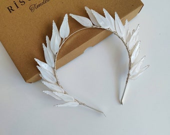 Wedding boho crown Bridal Headband Grecian Goddess Headband Leaf Tiara helen crown bridal hair vine  bridal crown, bridal helmet,