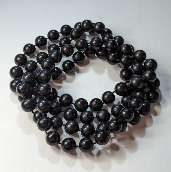 Vintage Black Plastic Bead Strand 24" No Clasp Be… - image 3