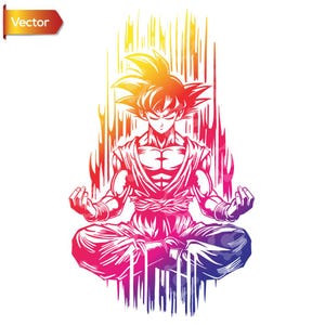 Goku Meditation Silhouette | Dragon Warrior Vector