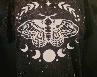 Lunar moth bleach-spatter T-shirt