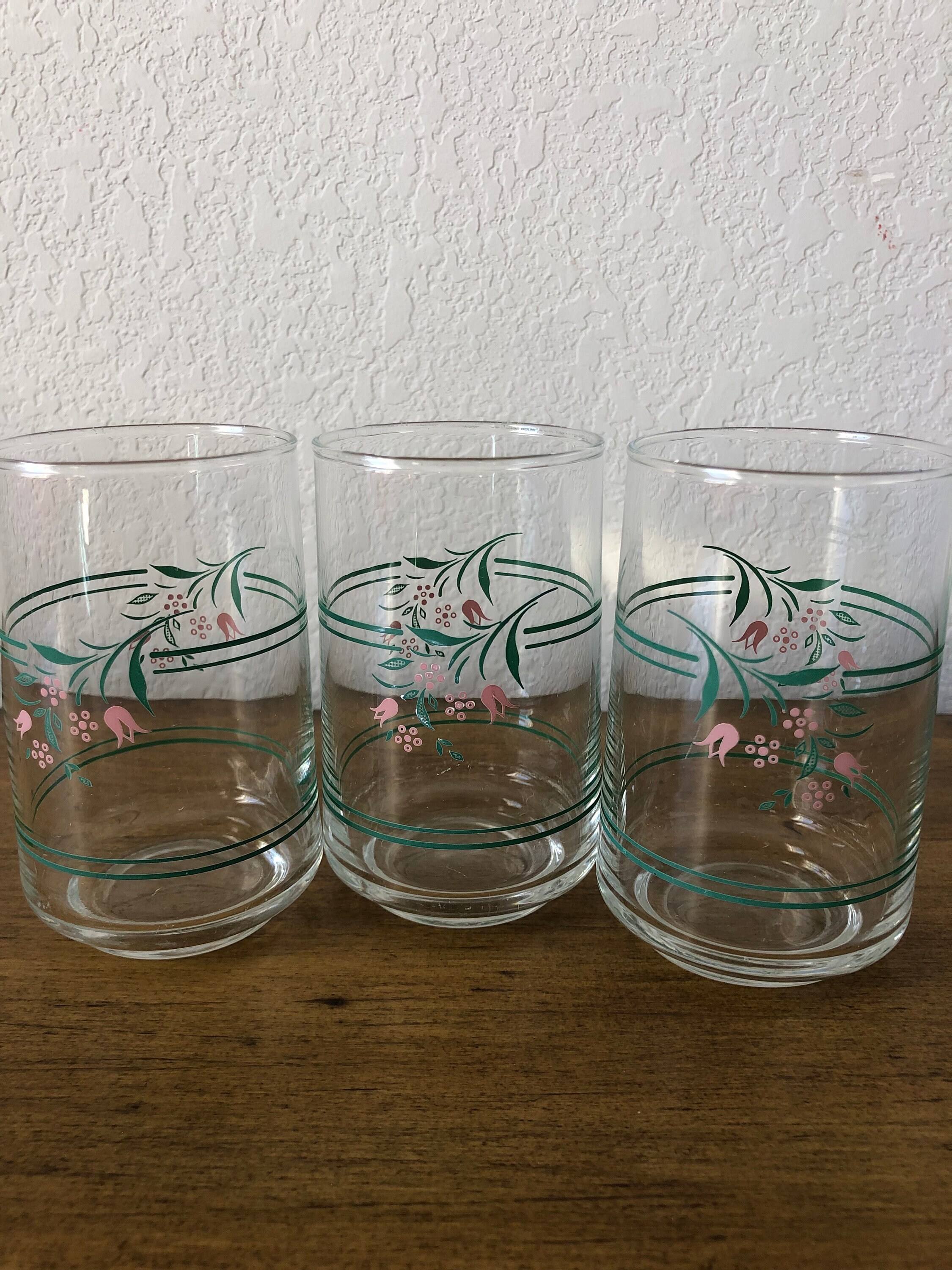 Set 4 Vintage Corelle Drinking Glasses “Breakfast Rose” Tumblers 14 Oz 6”  Floral