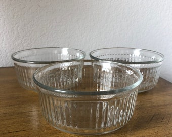 Vintage Mid Century Ribbed Single Serve Bowls Total of Three