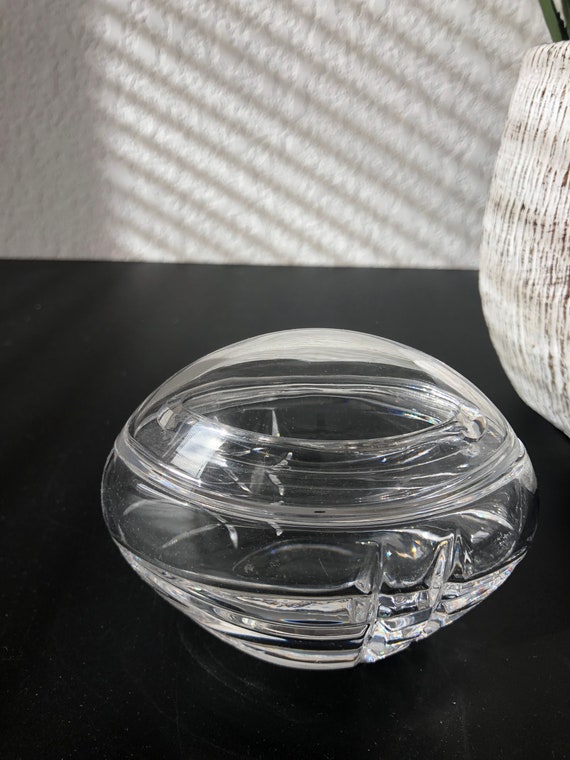 Vintage Football or Oval Shaped Cut Glass Trinket… - image 3