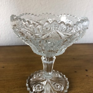 Antique Cut Glass Compote Tall Footed Dish image 1