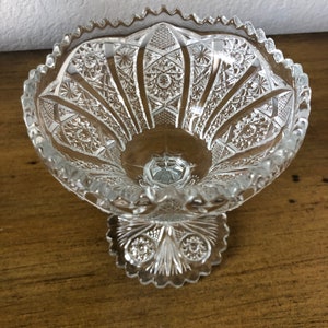 Antique Cut Glass Compote Tall Footed Dish image 6