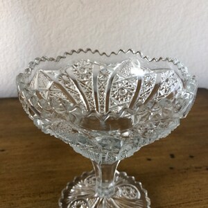 Antique Cut Glass Compote Tall Footed Dish image 9