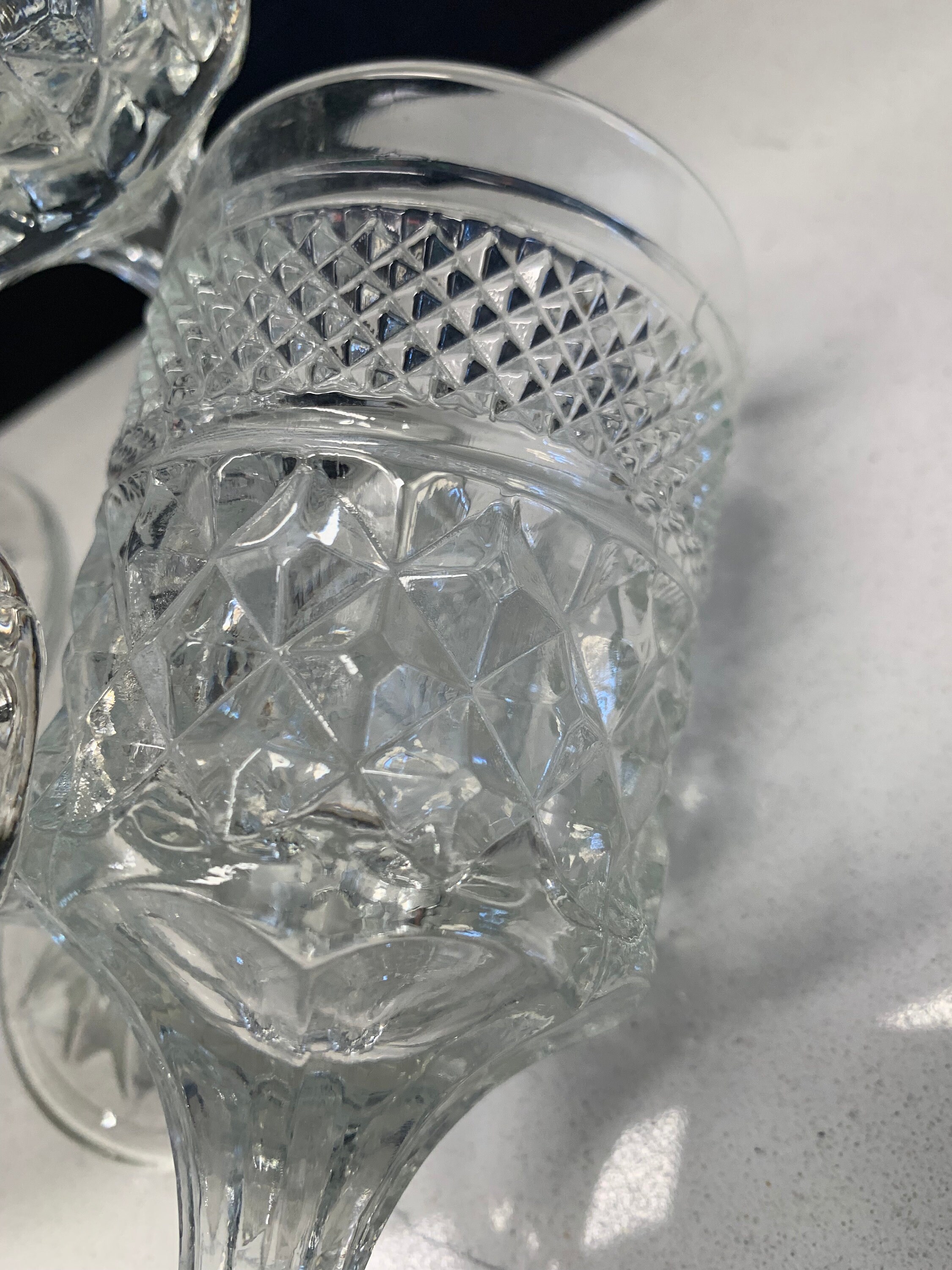 6 Anchor Hocking Wexford Wine Glasses Clear Pressed Glass Etsy