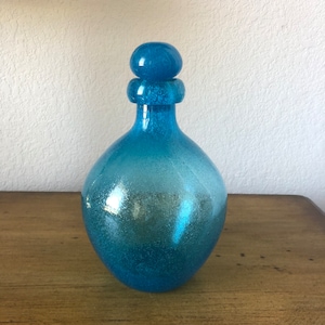 Blue Bubble Glass Decanter with Stopper