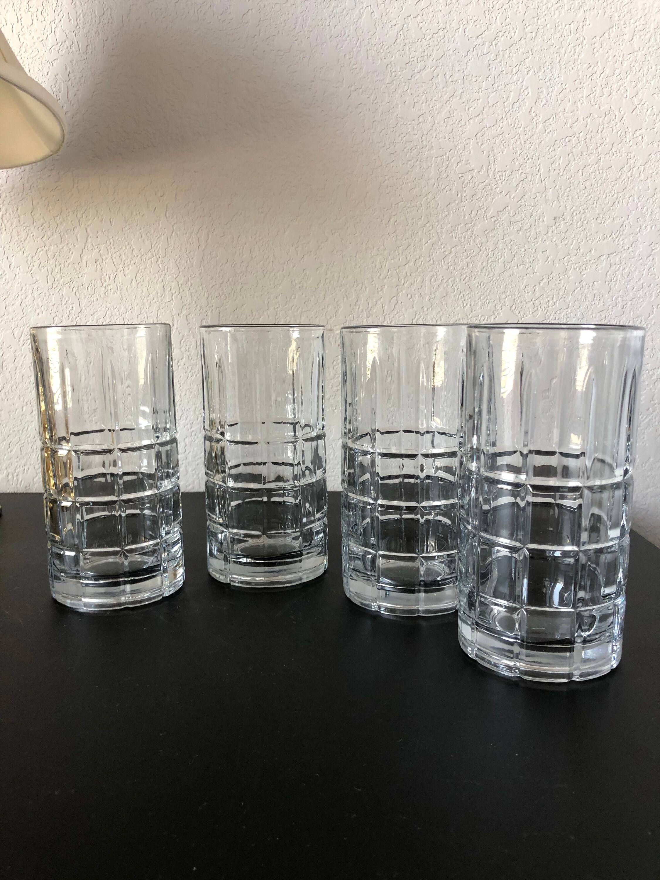 6 Anchor Hocking Tartan Ice Tea Water Glasses 6 1/8" Clear Manchester 16  oz