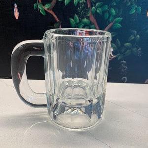 Vintage Half Sized Clear Glass Beer Mug with Handle