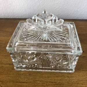 Vintage Gorham German Leaded Crystal Lidded Trinket Box with Snowflakes