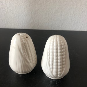 Vintage White Ceramic  Shaped Salt and Pepper Shakers 3 1/4&quot; tall