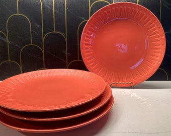 Four Dinner Plates, Contempo Spice by SANGO - 11", Tangerine, Orange Salmon Dinner Plates