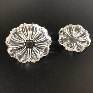 Nesting Ashtrays Set of Two Hazel Atlas Daisy Pattern Clear Glass
