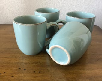Set of Four Aqua Blue Coffee Mugs - Etsy