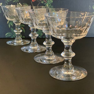 4 Blown Glass Champagne Coupes - Champagne Glasses - Vintage Champagne Barware - Champagne Sherbet Glasses