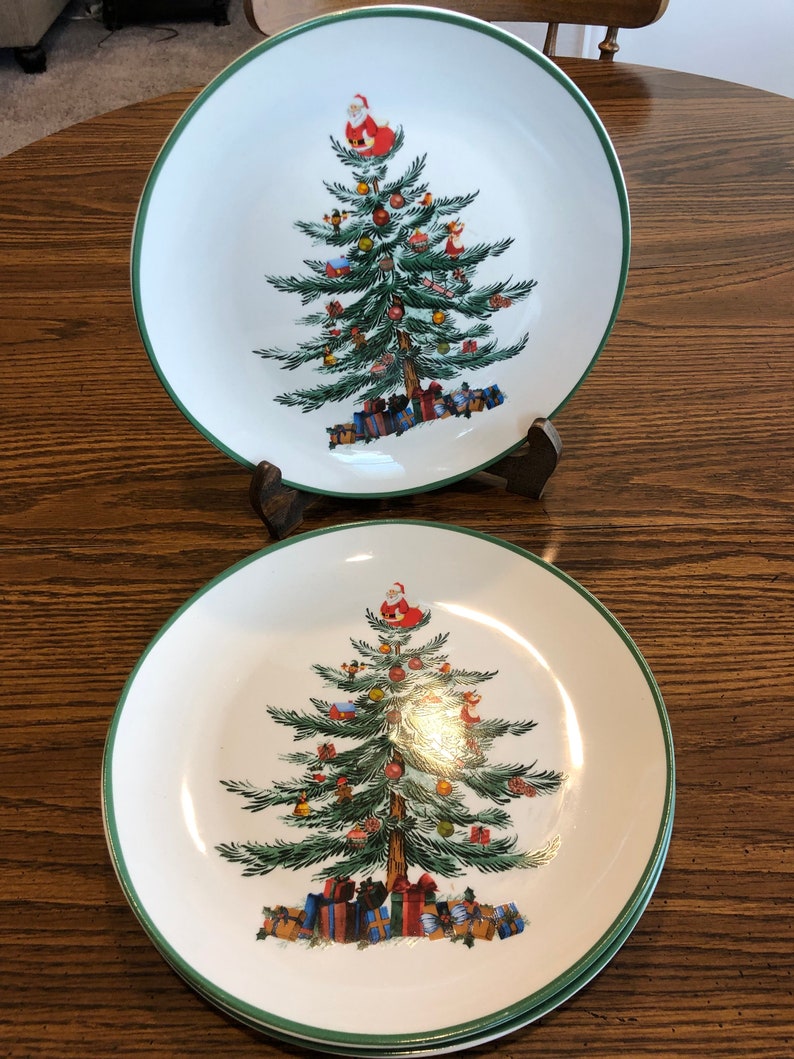 White Tree Plate Three Beautiful Christmas Tree Plates Wall Hangings or Buffet Plates - Etsy
