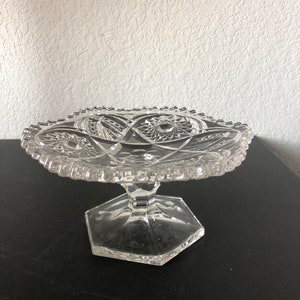 Vintage Clear Glass Pedestal Plate