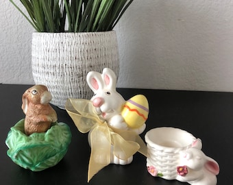 Vintage Gift Set of Bunnies « Easter Bunny Gift Set | Bunny Figurines | Rabbit Collectibles | Bunny Collectible Figurines | Nursery Decor