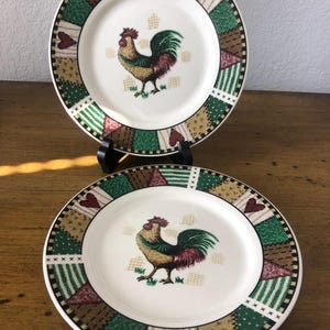Set of Two Home Trends Rustic Rooster Dessert/Salad Plates