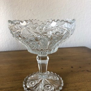 Antique Cut Glass Compote Tall Footed Dish image 7