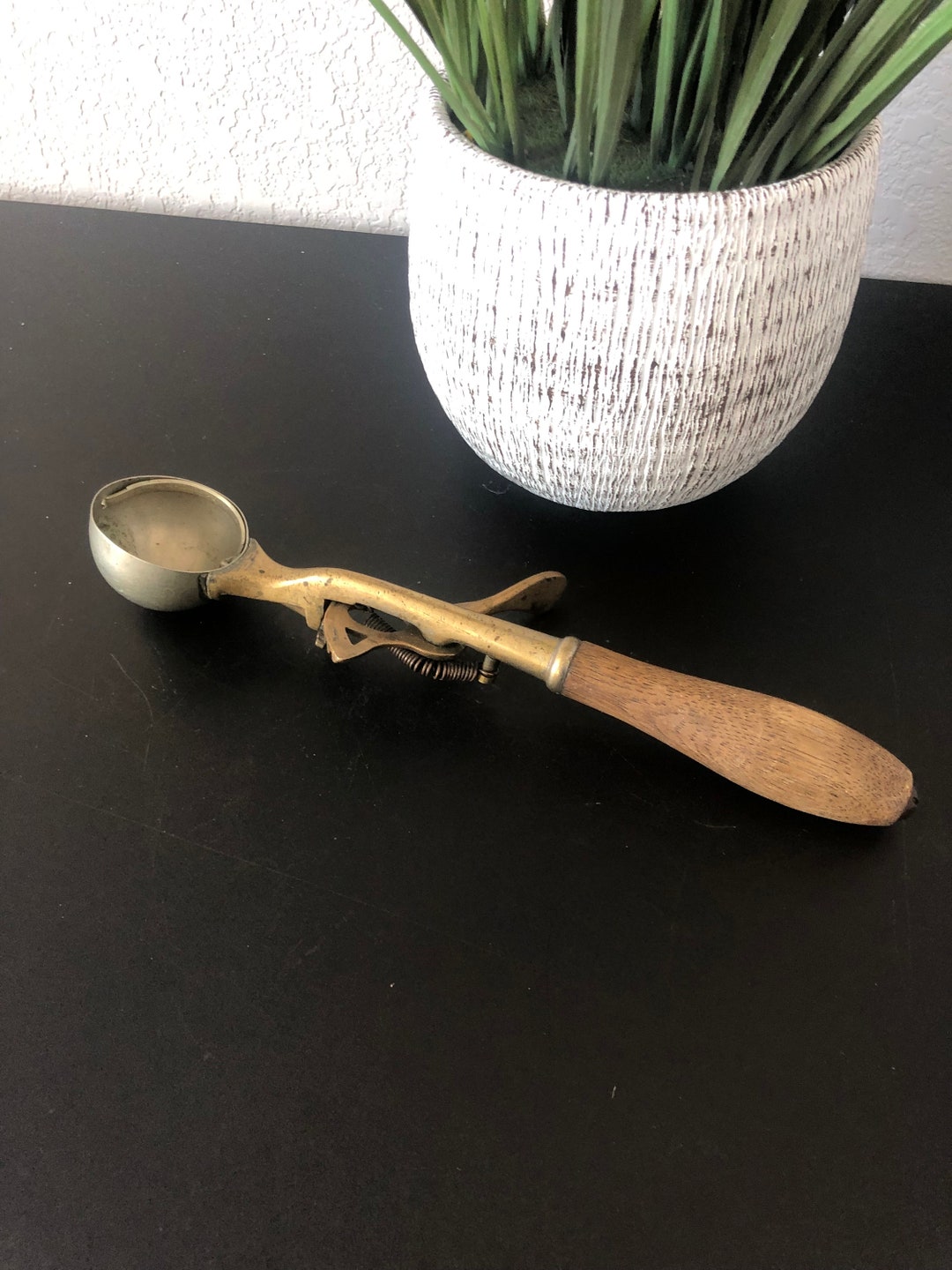 Antique Ice Cream Scoop, Long Wood Handle Etsy