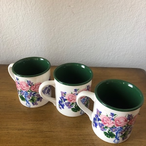 Set of Three Floral Coffee/Tea Mugs