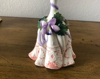 Vintage Ceramic/Porcelain Bell with Purple Flowers