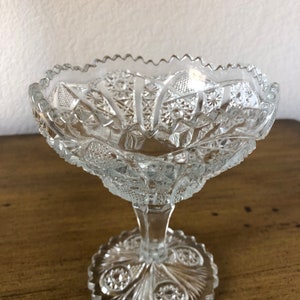 Antique Cut Glass Compote Tall Footed Dish image 8