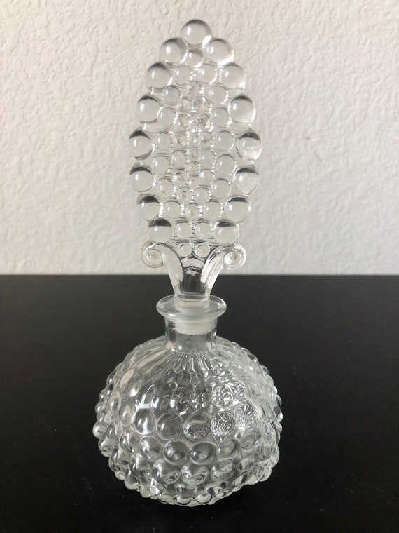 Vintage EAPG Clear Hobnail Perfume Bottle with Sto