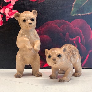 Vintage Bear Figurines - Porcelain Bear Cub States - Mid Century Bear Cubs - MCM Bear Decor - Vintage Mini Bear Cub
