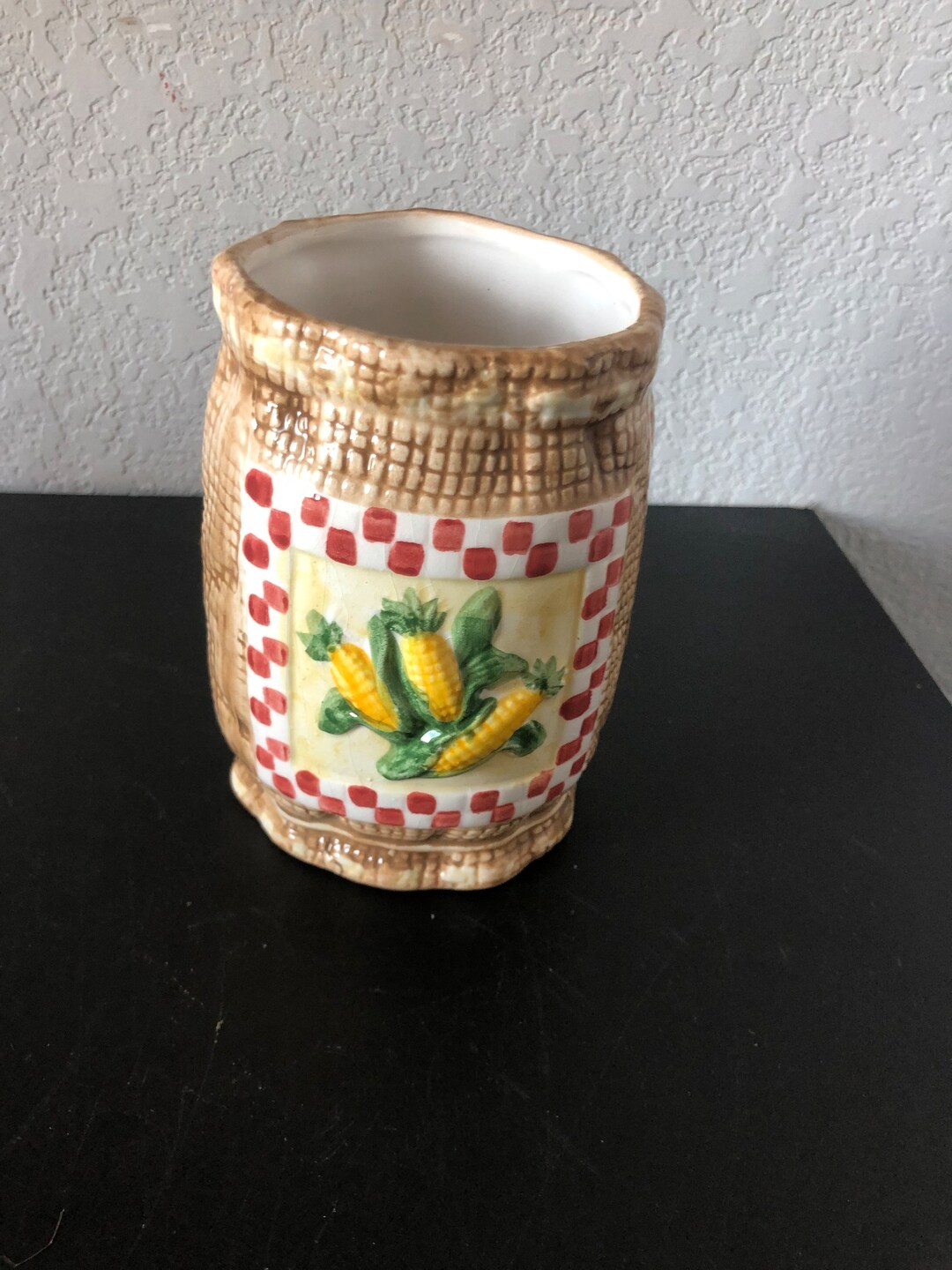 Vintage Corn on the Cob Flower Vase With Brown Weave Etsy