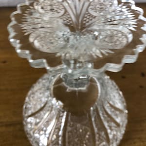 Antique Cut Glass Compote Tall Footed Dish image 3