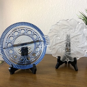 Vintage Blue Indiana Windsor Divided Relish - Candy Dish and Frosted Indiana Glass Divided Relish - Candy Dish