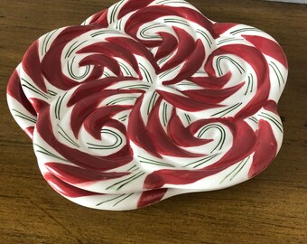 Ceramic Christmas/Valentine Cookie Plates Set of Two