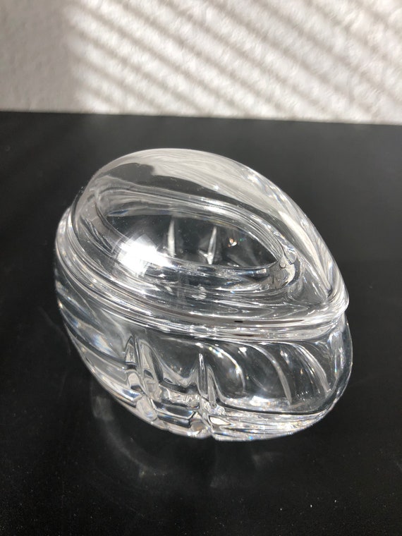 Vintage Football or Oval Shaped Cut Glass Trinket… - image 1