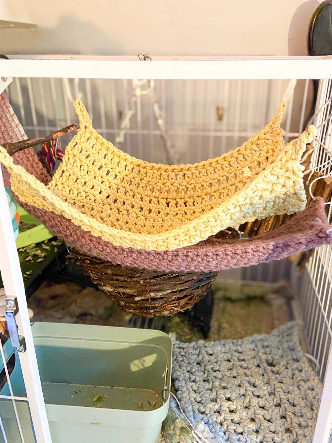 Crochet Hammock Pattern Rats Handmade Crochet Hammock | Small Pet Hanging Bed | Cage Accessory for ...