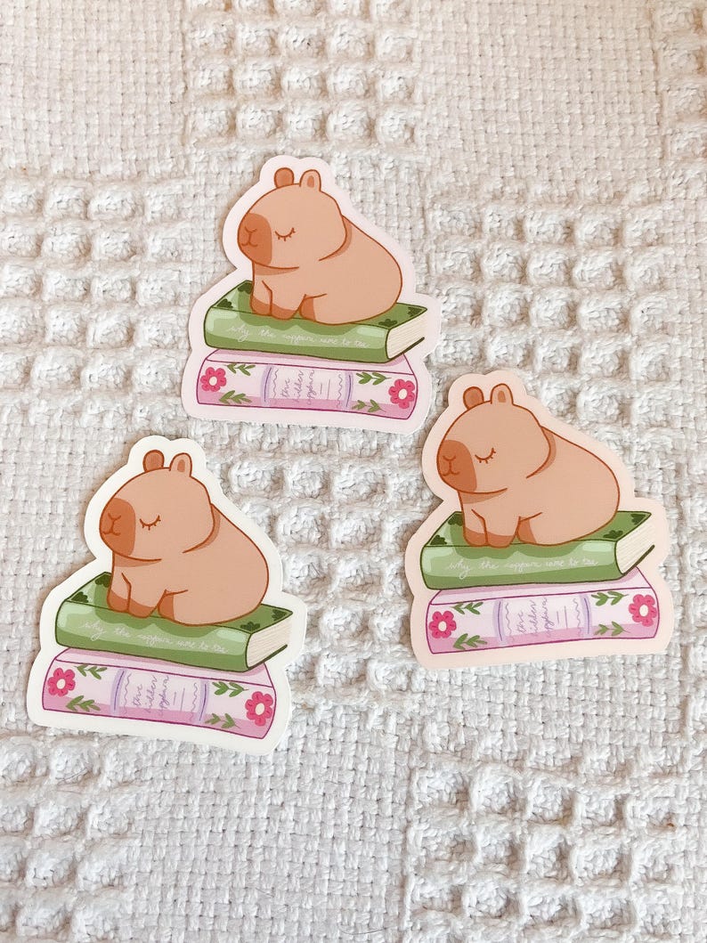 Capybara Stack Sticker Capybara Bookish Die Cut Sticker Waterproof | Reader Gift | Laminated ...