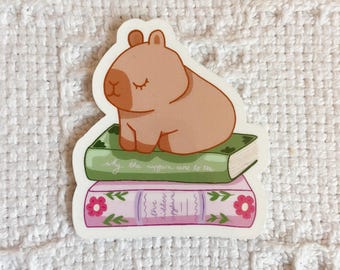 Capybara Bookish sterben geschnittene Aufkleber Wasserdicht | Leser Geschenk | Laminiertes Journal, Laptop & Wasserflasche Aufkleber