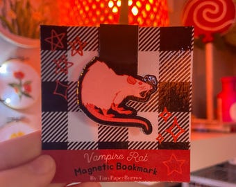Vampir Ratte magnetisches Lesezeichen | Handgefertigtes Gothic Buch Accessoire