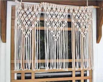 Macrame Curtain Door or Window, Room Divider, Handmade Cotton Macrame Wall Hanging, Wedding Backdrop, Boho