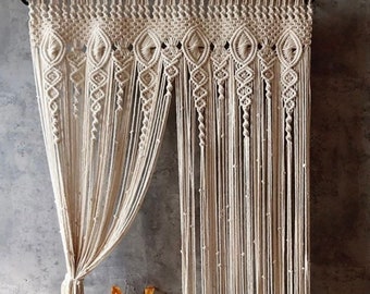 Macrame Curtain Door or Window, Room Divider, Handmade Cotton Macrame Wall Hanging, Wedding Backdrop, Boho