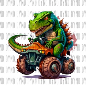 Monster Truck And T-Rex Dinosaur Png, Svg, Sublimation Design, Monster Truck Svg, Truck Svg, Extreme Vehicle Png, Monster Png, Download
