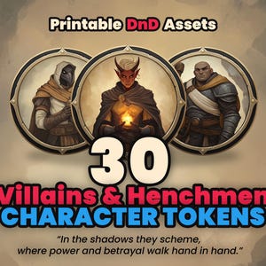DnD Tokens - Villains and Henchmen - Character Pack - Printable Tokens for Dungeons & Dragons - Roll20 - Dm Tools - Dungeon Master Resources